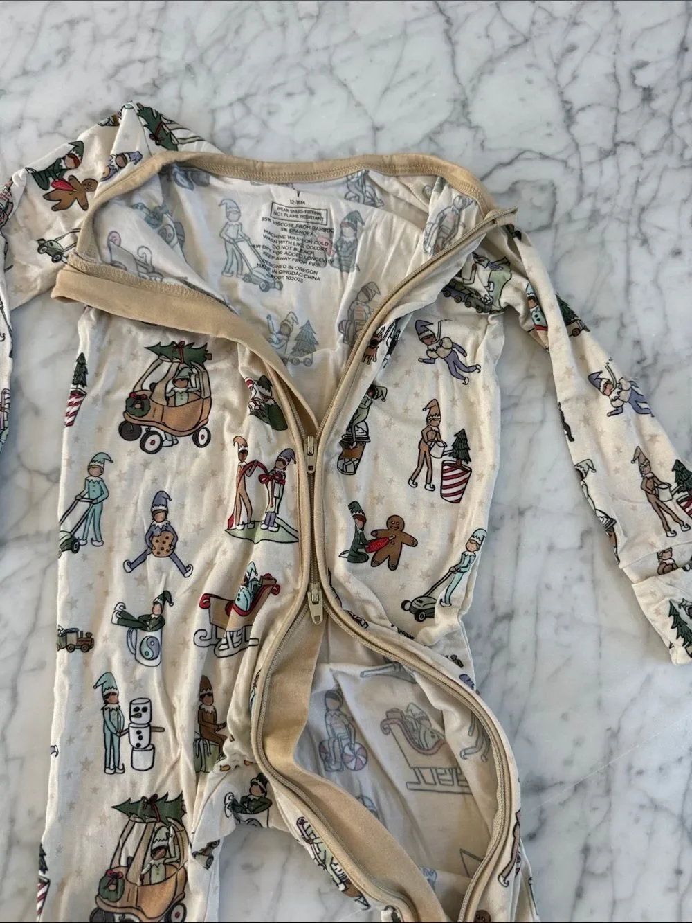 Sweet P Baby Christmas pajama Elf on the Shelf Sz 12-18 Mo NWOT Bamboo